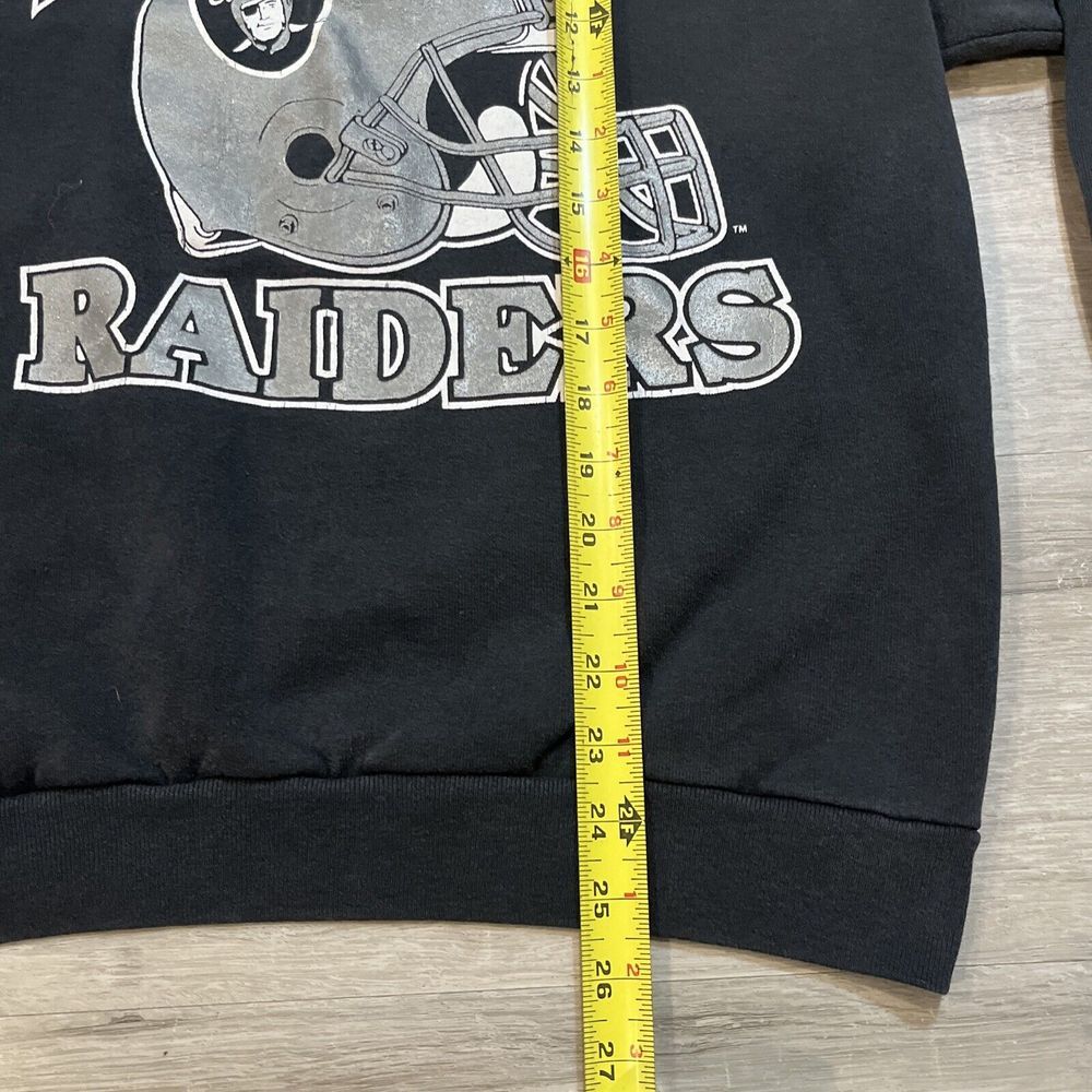 Vintage 80s Trench Los Angeles LA Raiders Crew Neck Sweater NFL Black Size Large - Picture 2 of 5